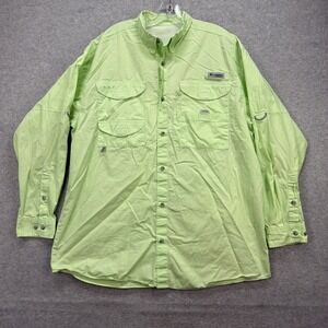 Columbia PFG Shirt Mens XL Light Green Bonehead Performance Fishing Long Sleeve